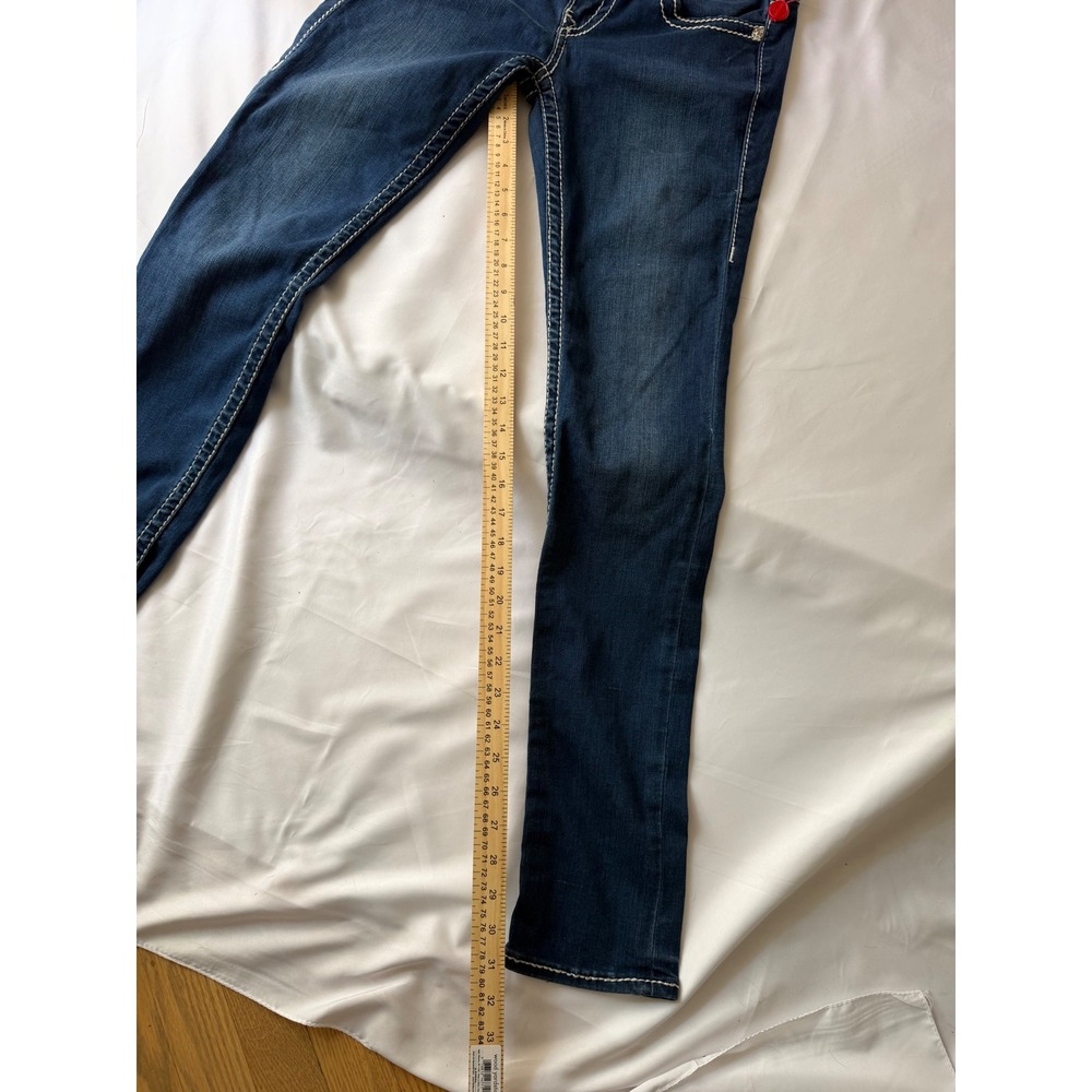True Religion Section Skinny Jeans Dark Wash White Super T Stitching Womens 30 - Picture 3 of 13